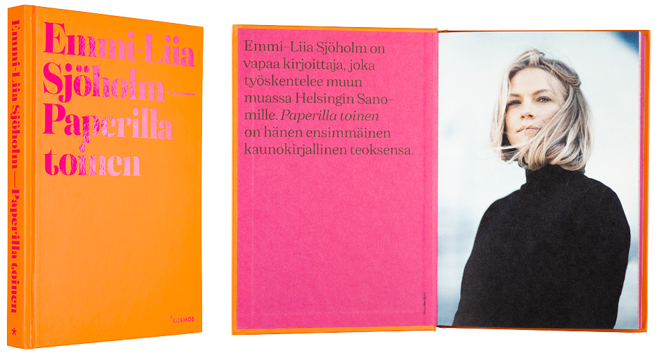 A cover and a spread of the book Paperilla toinen.