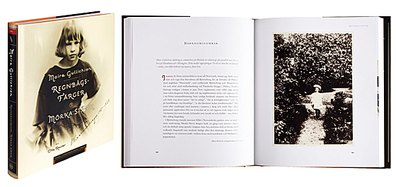 Ett omslag och en öppning av boken Regnbågsfärger, mörka stänk. Minnesvandringar 1907-1928.