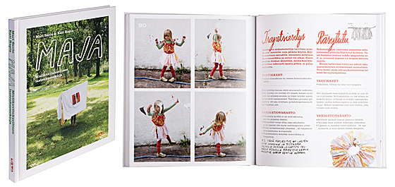 A cover and a spread of the book Maja. Mielikuvituksellinen lastenhuonekirja.