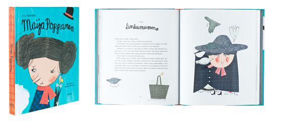 A cover and a spread of the book Maija Poppanen.