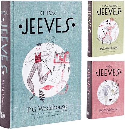 Kansi kirjasta Jeevestarinoita 1-3:<br />
Kiitos, Jeeves<br />
Hiiop, Jeeves<br />
Hyvää joulua, Jeeves.