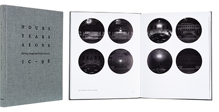 A cover and a spread of the book Hours, Years, Aeons: Moving Images and Other Projects 1998-2015.