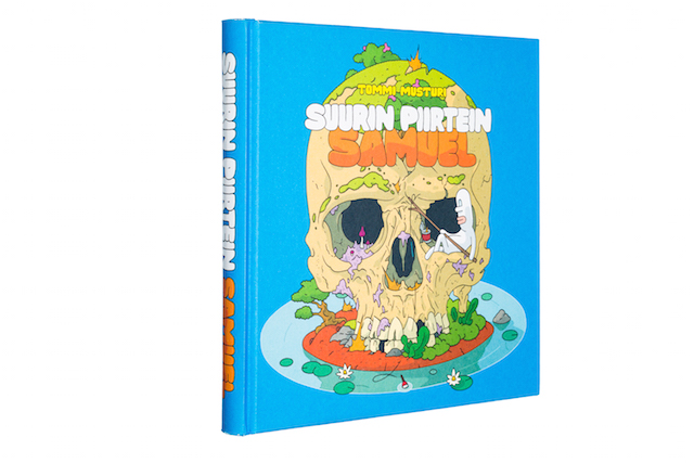 A cover and a spread of the book Suurin piirtein Samuel.