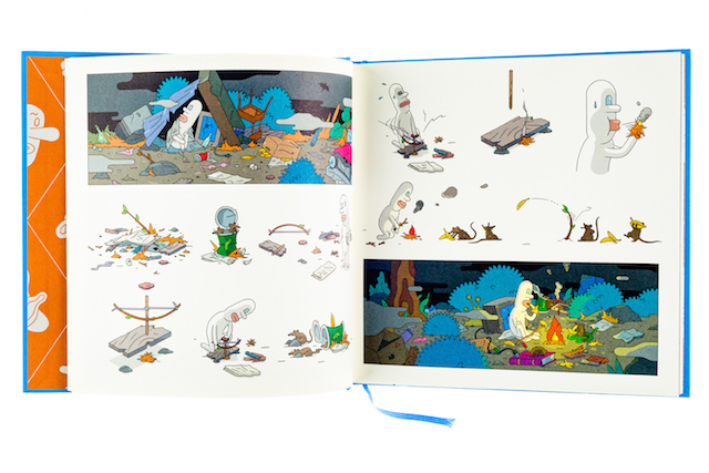 A cover and a spread of the book Suurin piirtein Samuel.