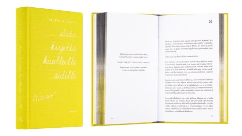 A cover and a spread of the book Sata kirjettä kuolleelle äidille.