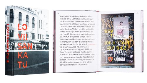 A cover and a spread of the book Loviisankatu 8.