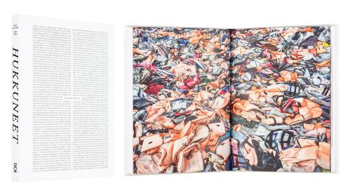 A cover and a spread of the book Hukkuneet.