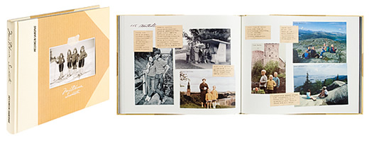 A cover and a spread of the book Muistikuvia Suomesta.