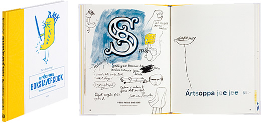 A cover and a spread of the book Svenskspråkig bokstävercock - Ruotsinkielinen aapiskukko.