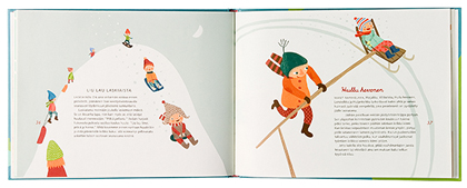 A cover and a spread of the book Kymmenen tikkua laudalla.