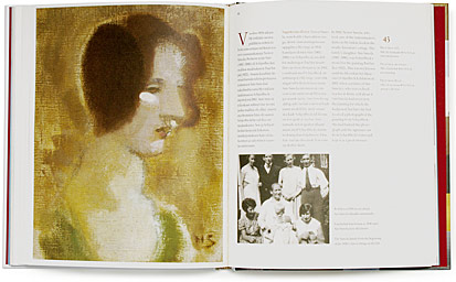 A cover and a spread of the book Helene Schjerfbeck. Malleja Modeller Models.