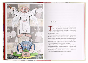 A cover and a spread of the book Satukirja.