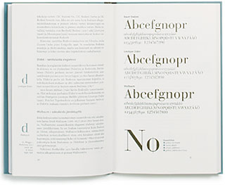 A cover and a spread of the book Typografian käsikirja.