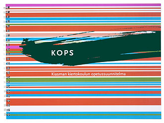 A cover and a spread of the book KOPS, Kiasman kiertokoulun opetussuunnitelma.