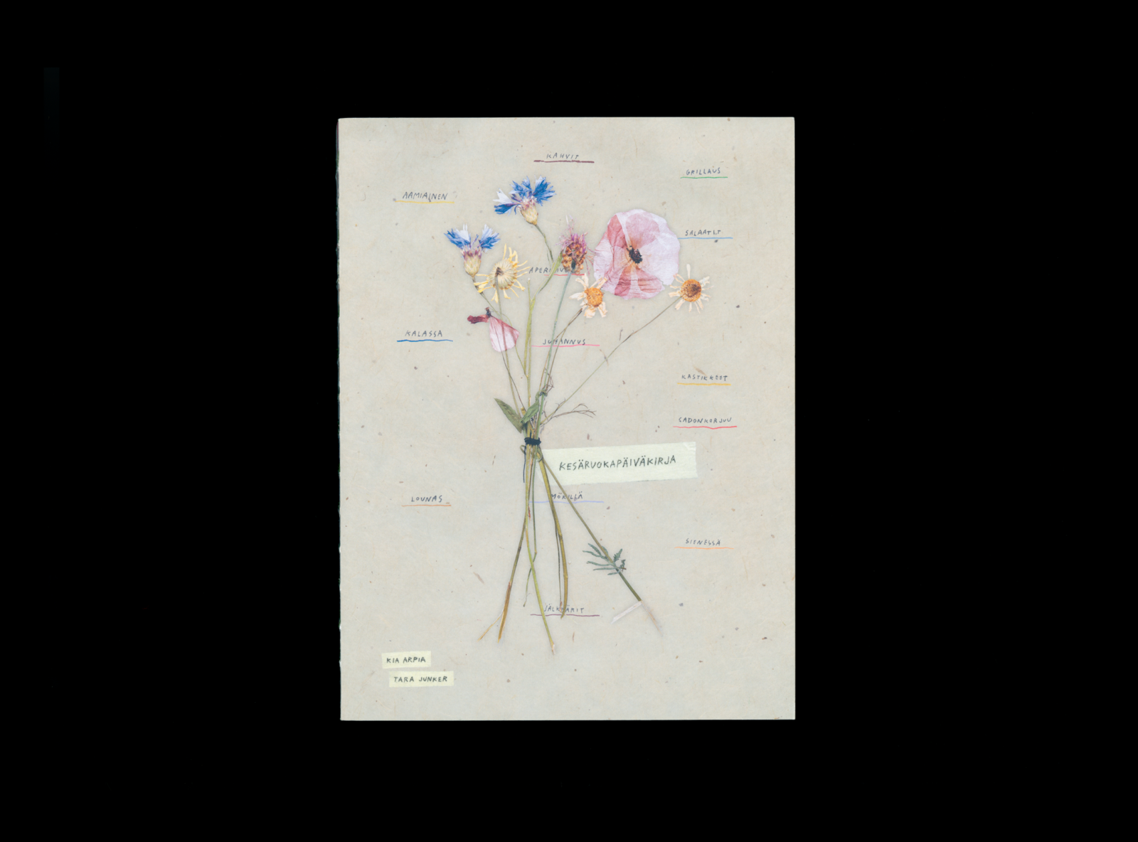 Kansi ja aukeama kirjasta Kesäruokapäiväkirja.